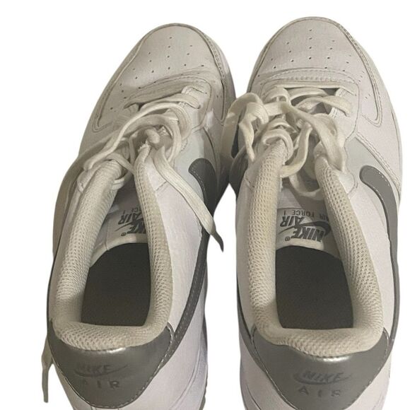 Nike Air Force 1 Big Kids' Shoes Size 7Y White Silver DV7762-300 - Picture 4 of 14